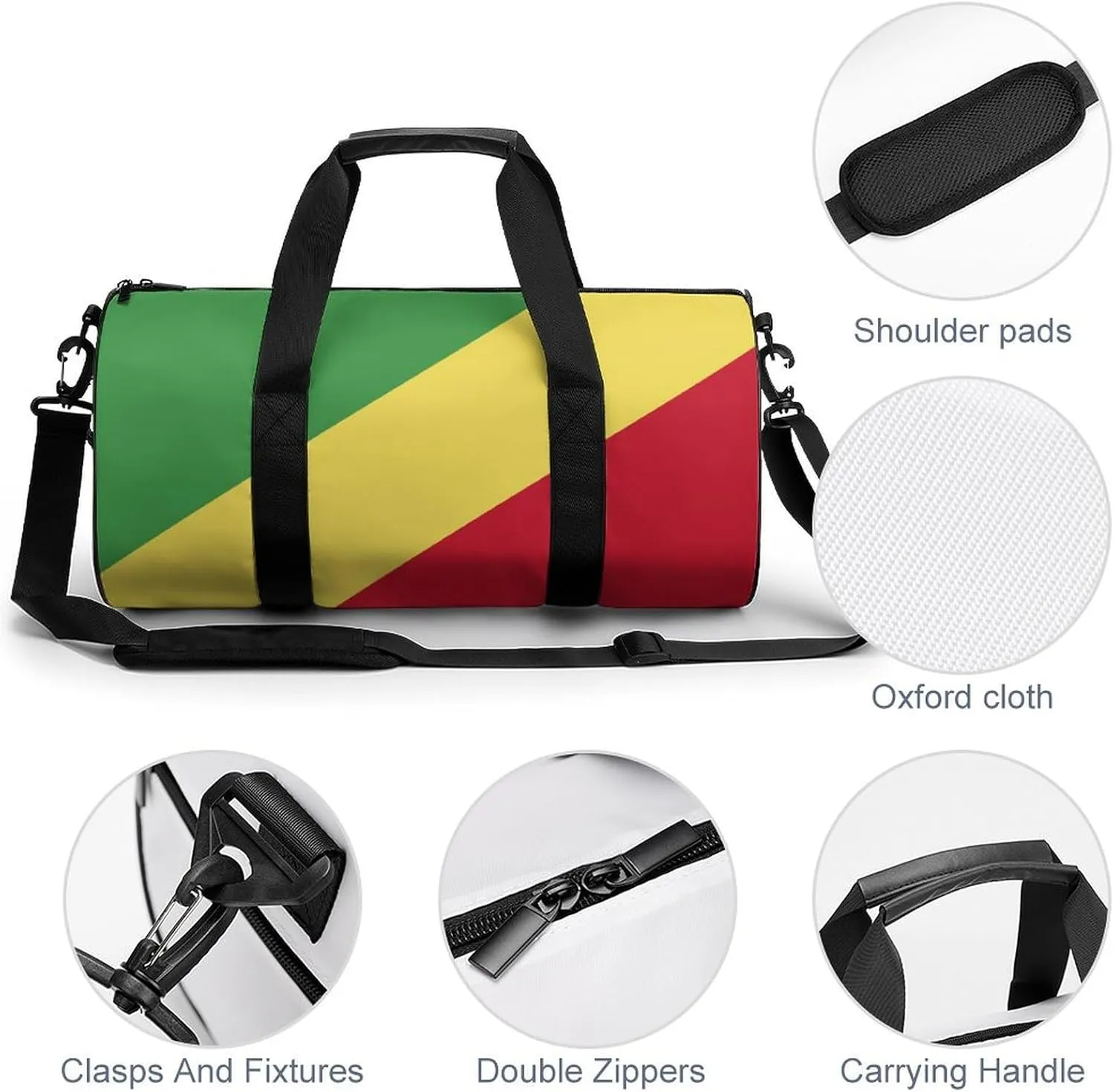 Republic Congo Flag Gym Duffel for Men Women Dry Wet Separation Sports Weekender Tote