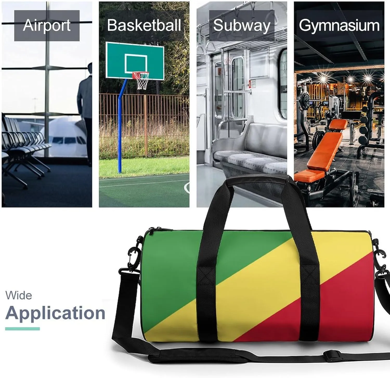 Republic Congo Flag Gym Duffel for Men Women Dry Wet Separation Sports Weekender Tote