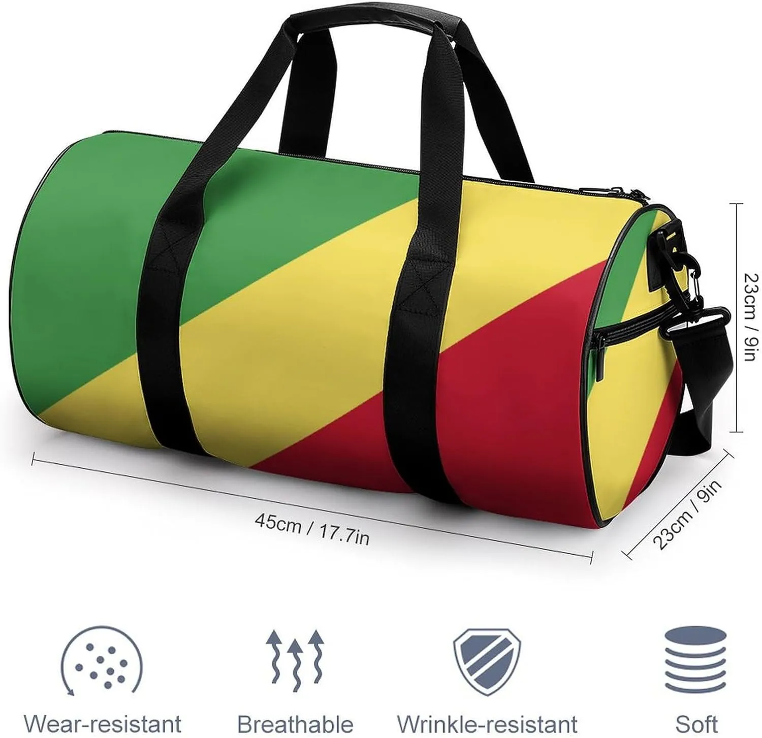 Republic Congo Flag Gym Duffel for Men Women Dry Wet Separation Sports Weekender Tote