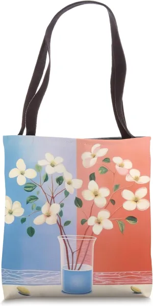 Retro Floral 70s Dogwood Flower Tote Bag