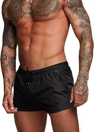 Rexcyril Men's Athletic Gym Workout Shorts 3 Inch Quick Dry Running Bodybuilding Short Shorts with Liner and Zipper Pockets