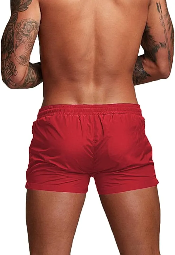 Rexcyril Men's Athletic Gym Workout Shorts 3 Inch Quick Dry Running Bodybuilding Short Shorts with Liner and Zipper Pockets