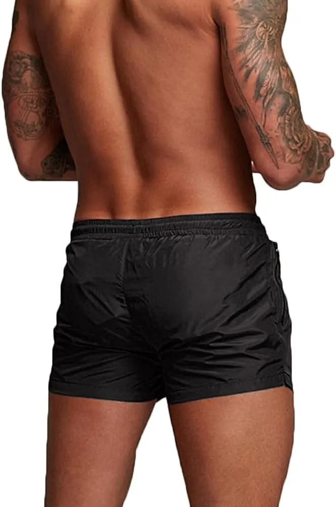 Rexcyril Men's Athletic Gym Workout Shorts 3 Inch Quick Dry Running Bodybuilding Short Shorts with Liner and Zipper Pockets