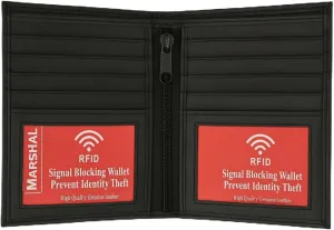 RFID Men's Genuine Leather European Bifold Wallet Slim Hipster 2 Windows Bk