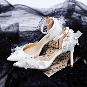 Rhinestone Bridal Shoes Wedding Shoes White Word with Stiletto high Heels Women's Sandals Dress Shoes Crystal Shoes