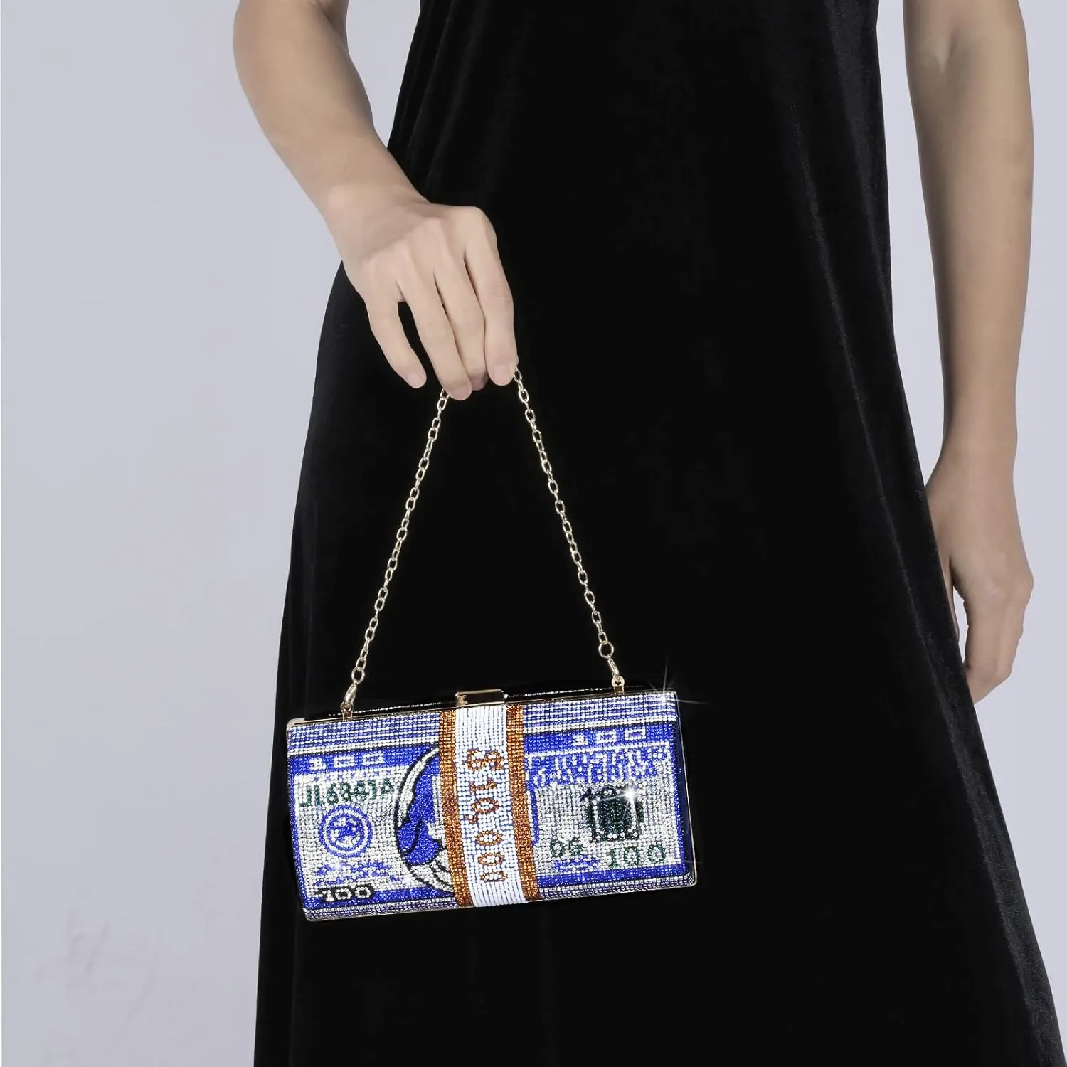 Rhinestone Red Money Clutch Purse for Women Evening Handbags Crystal Money Bag Purse Diamond Bling Clutches for Wedding Party