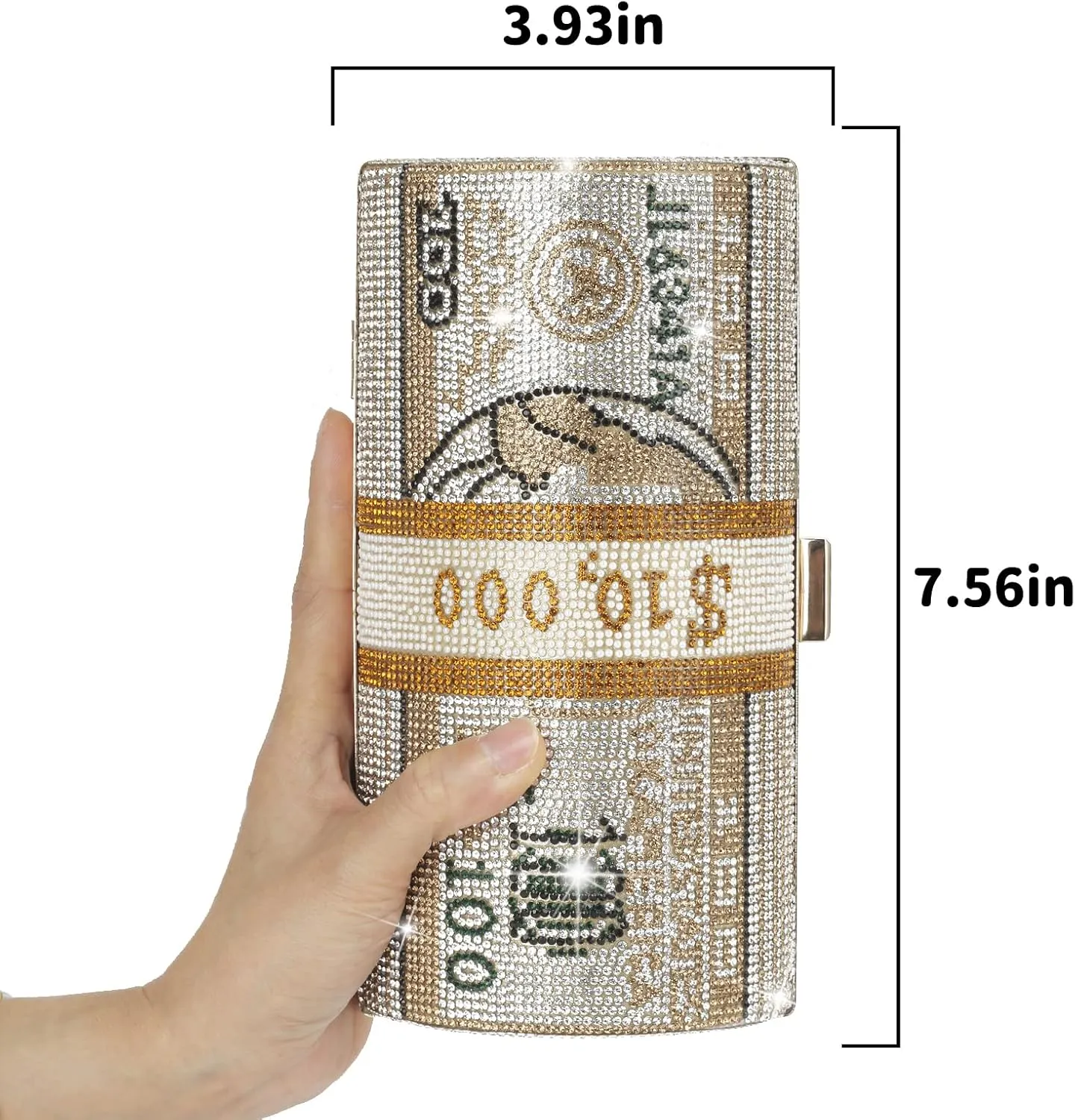 Rhinestone Red Money Clutch Purse for Women Evening Handbags Crystal Money Bag Purse Diamond Bling Clutches for Wedding Party
