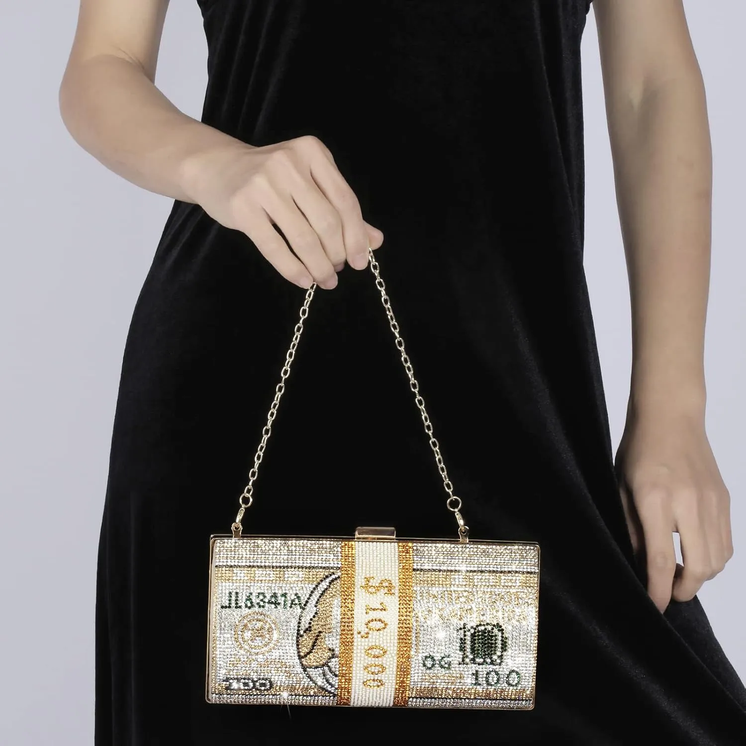 Rhinestone Red Money Clutch Purse for Women Evening Handbags Crystal Money Bag Purse Diamond Bling Clutches for Wedding Party