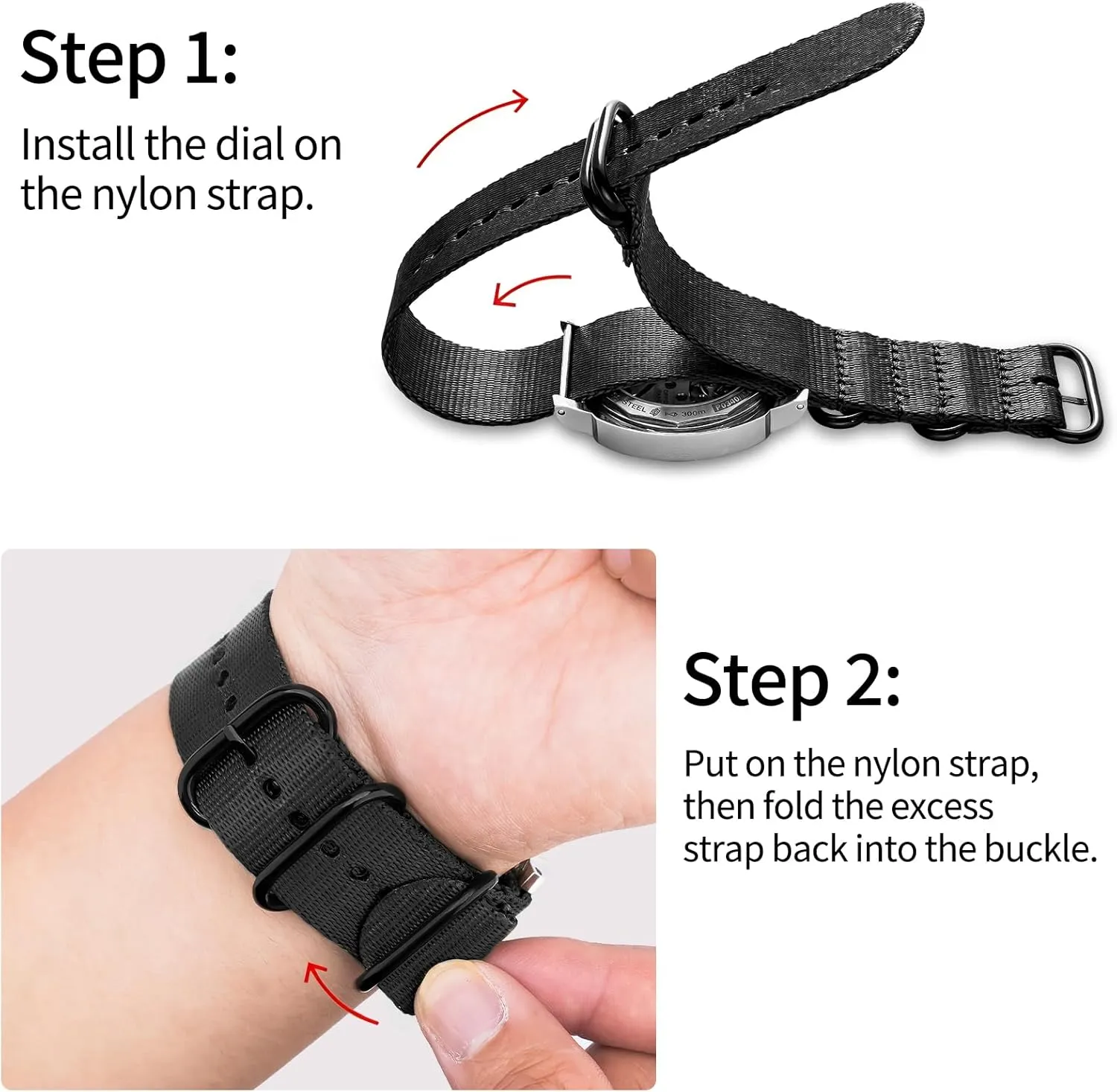 Ritche Christmas Gift 18mm 20mm 22mm 24mm Military Ballistic Nylon Strap With Black Heavy Buckle Watch Band (Glossy Buckle), White Elephant Gifts, Stocking Stuffers for Men