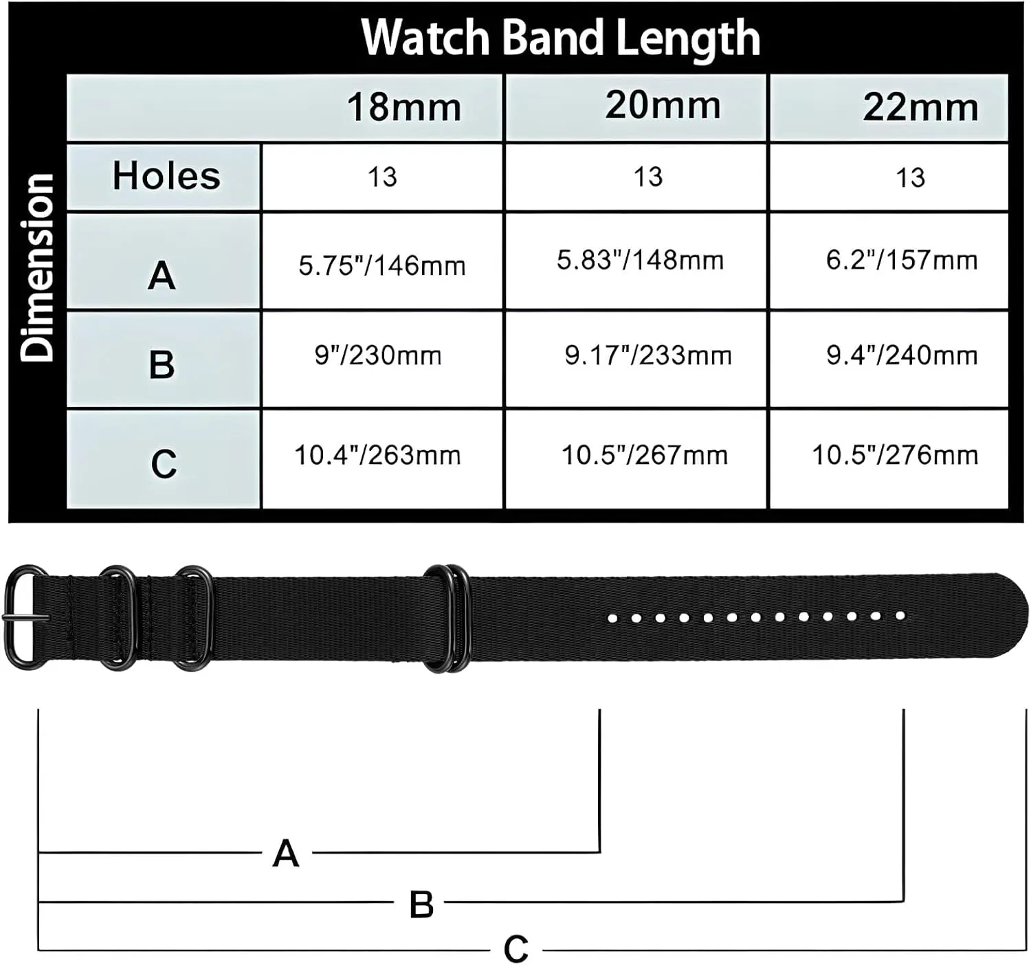 Ritche Christmas Gift 18mm 20mm 22mm 24mm Military Ballistic Nylon Strap With Black Heavy Buckle Watch Band (Glossy Buckle), White Elephant Gifts, Stocking Stuffers for Men