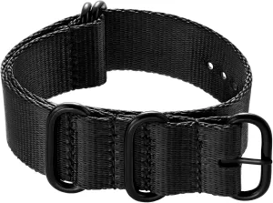 Ritche Christmas Gift 18mm 20mm 22mm 24mm Military Ballistic Nylon Strap With Black Heavy Buckle Watch Band (Glossy Buckle), White Elephant Gifts, Stocking Stuffers for Men