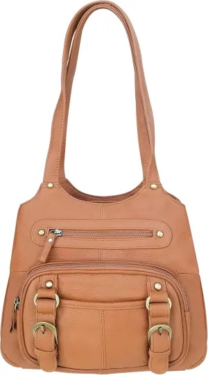 Roma Leathers Moto Leather Concealment Tote Gun Left and Right Hand Light Brown Bag (7096-LBRN)