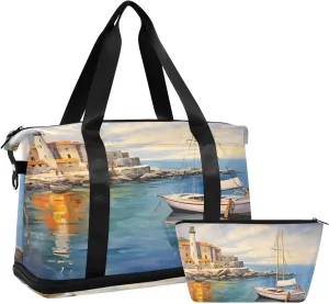 Romantic Entitled Seaport Gym Bag - Weekender Overnight Bags for Women Men, Sport Travel Duffel Bag with Wet Pocket & Shoe Compartment