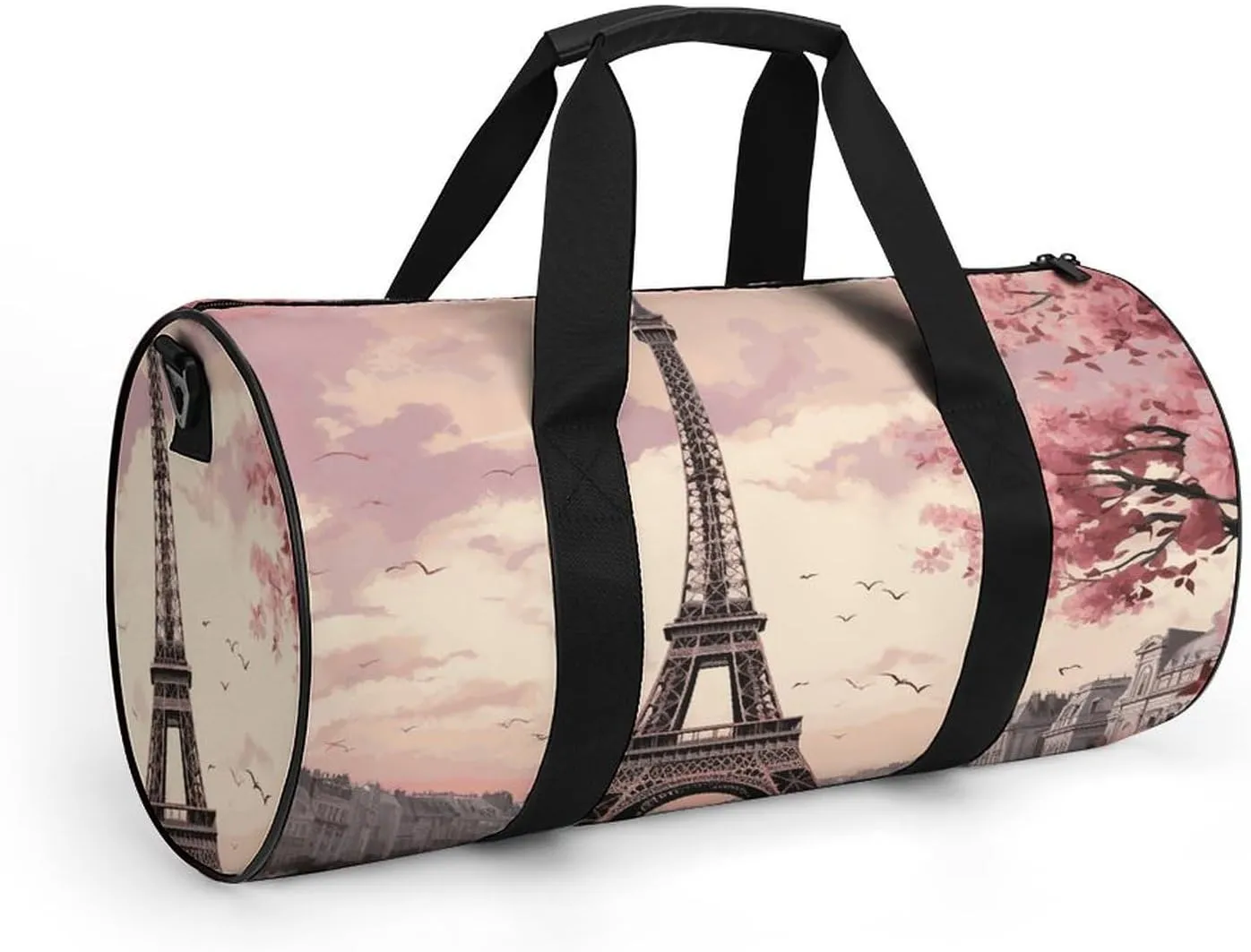 Romantic Paris Tower Gym Bag Small Travel Duffle Bag with Compartment Carry On Weekender Bag for Women Men