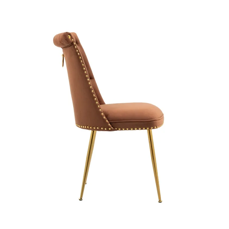 Rootz Set of 2 Velvet Chairs - Comfortable Armchair - Elegant Seating - Ergonomic Comfort - Gold Metal Legs - 43.9cm x 62cm x 87.5cm