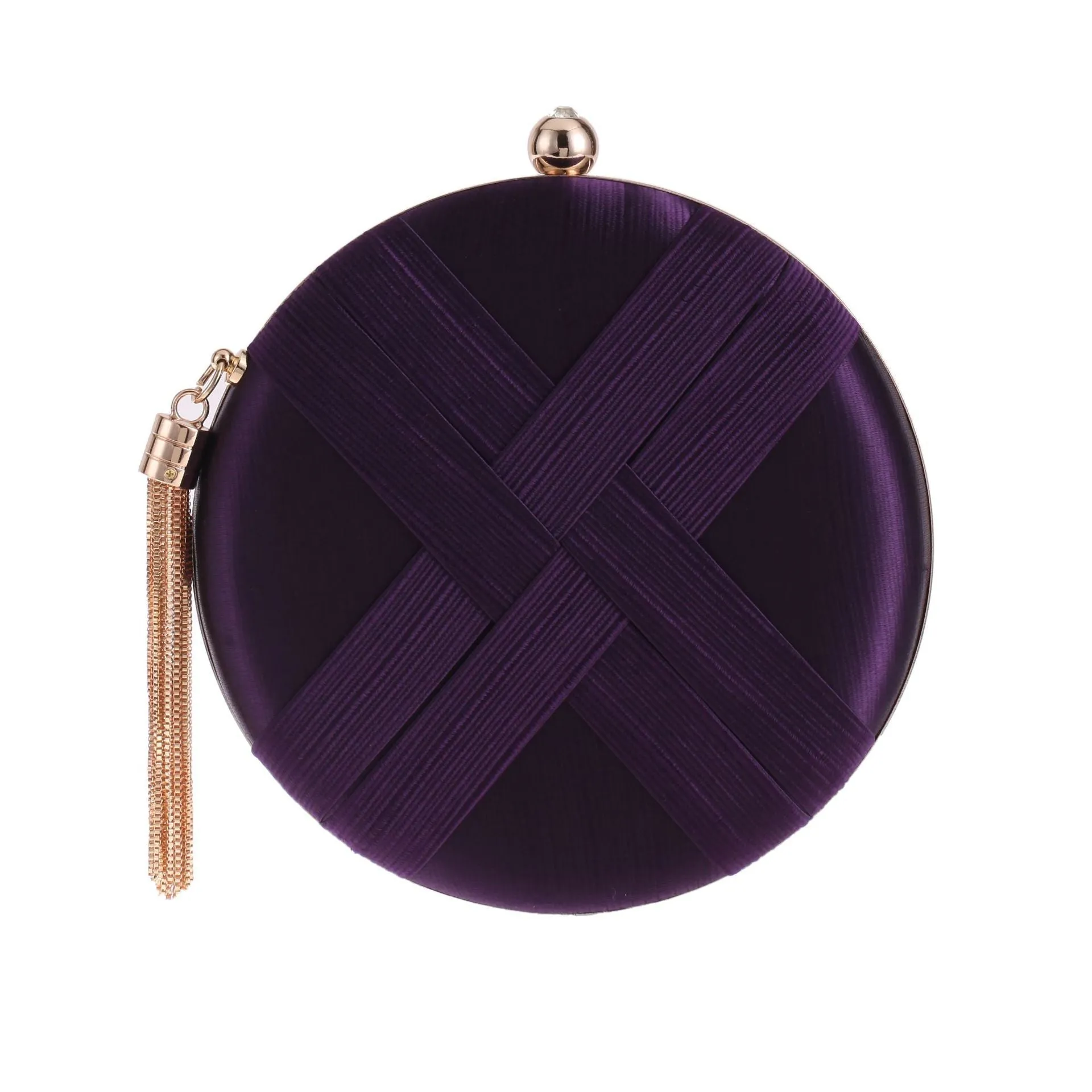 Round Women Stripe Weaving Evening Bags
