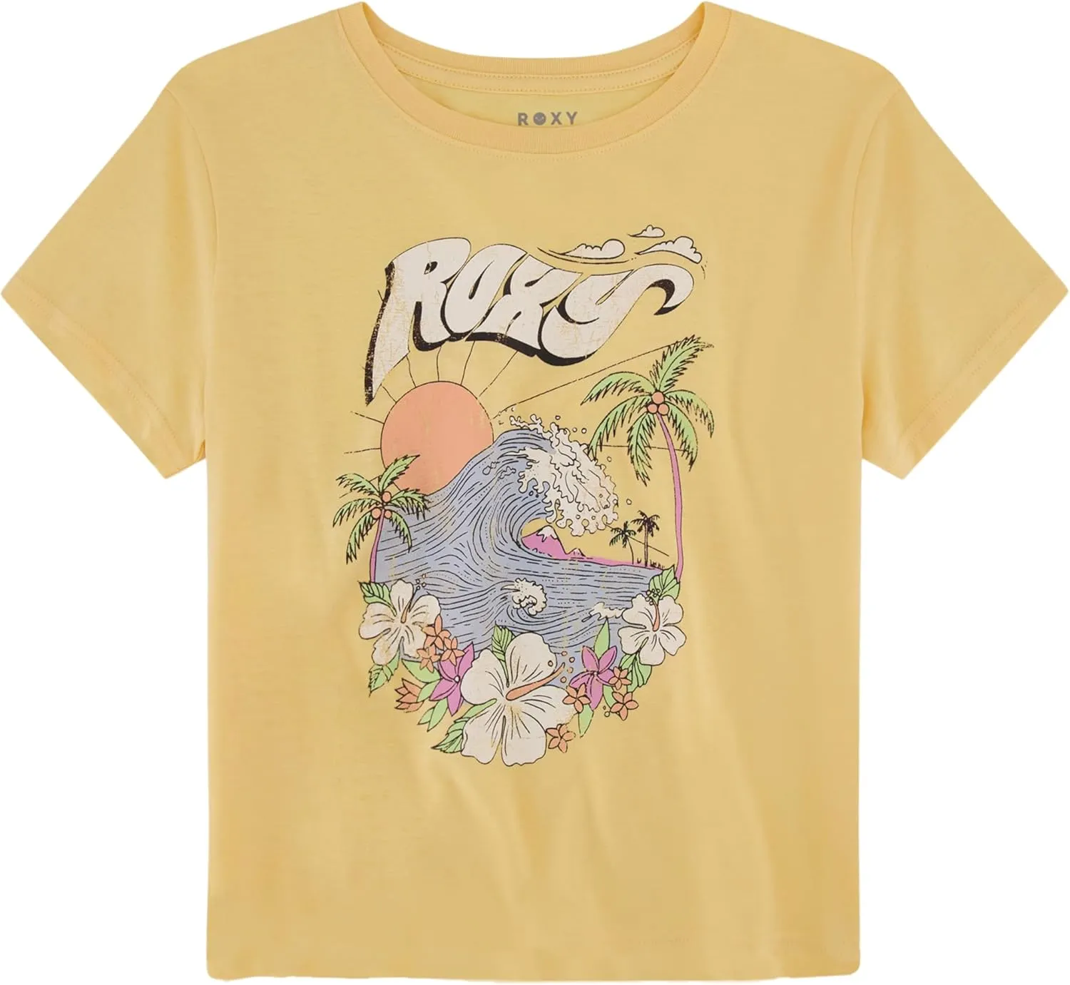 Roxy Girls' Short Sleeve Oversized Fit Logo Tee, Crew Neck Graphic T-Shirt, Soft & Comfortable