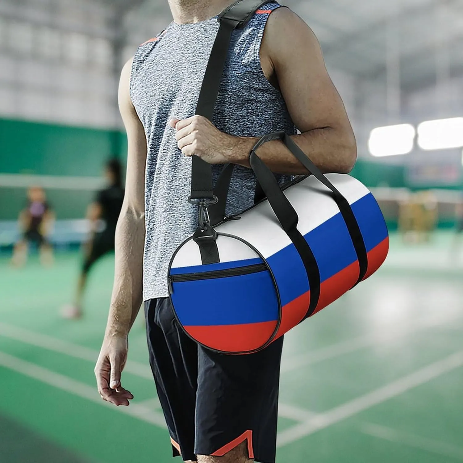 Russia Flag Gym Bag for Men Women with Dry Wet Separation Sports Travel Duffel