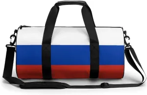 Russia Flag Gym Bag for Men Women with Dry Wet Separation Sports Travel Duffel