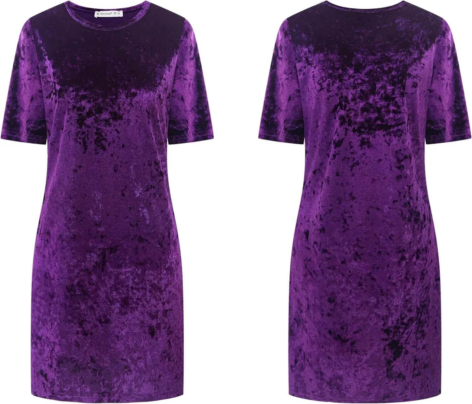 R.Vivimos Women's Summer Short Sleeve Crushed Velvet Mini Short Dresses
