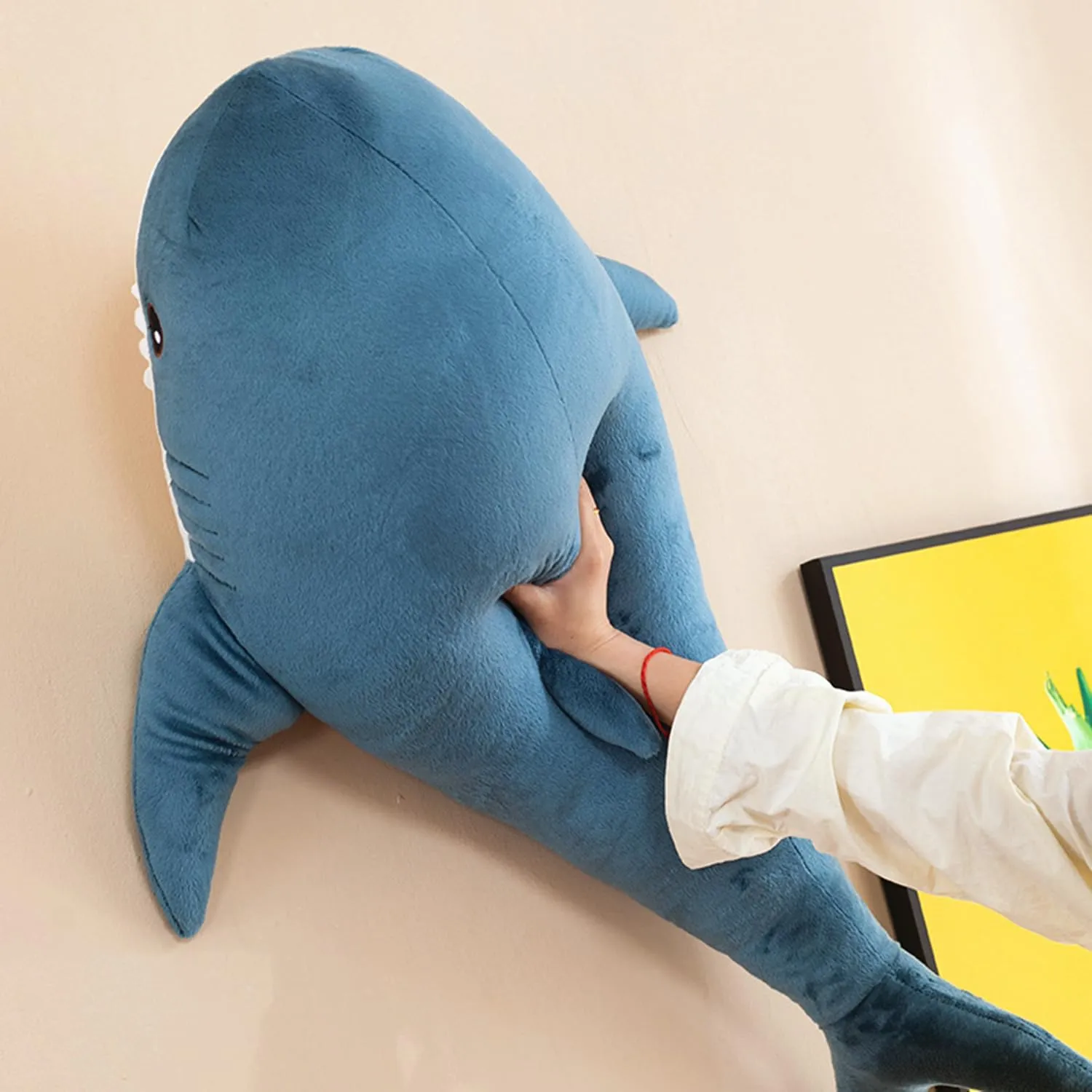 Ryttir 47.2" XXXL Giant Shark Plush Stuffed Animal - Extra Soft & Chubby Stress Relief Pillow, Kids Room Decor, for Women & Teens (Blue Fuzzy Shark)