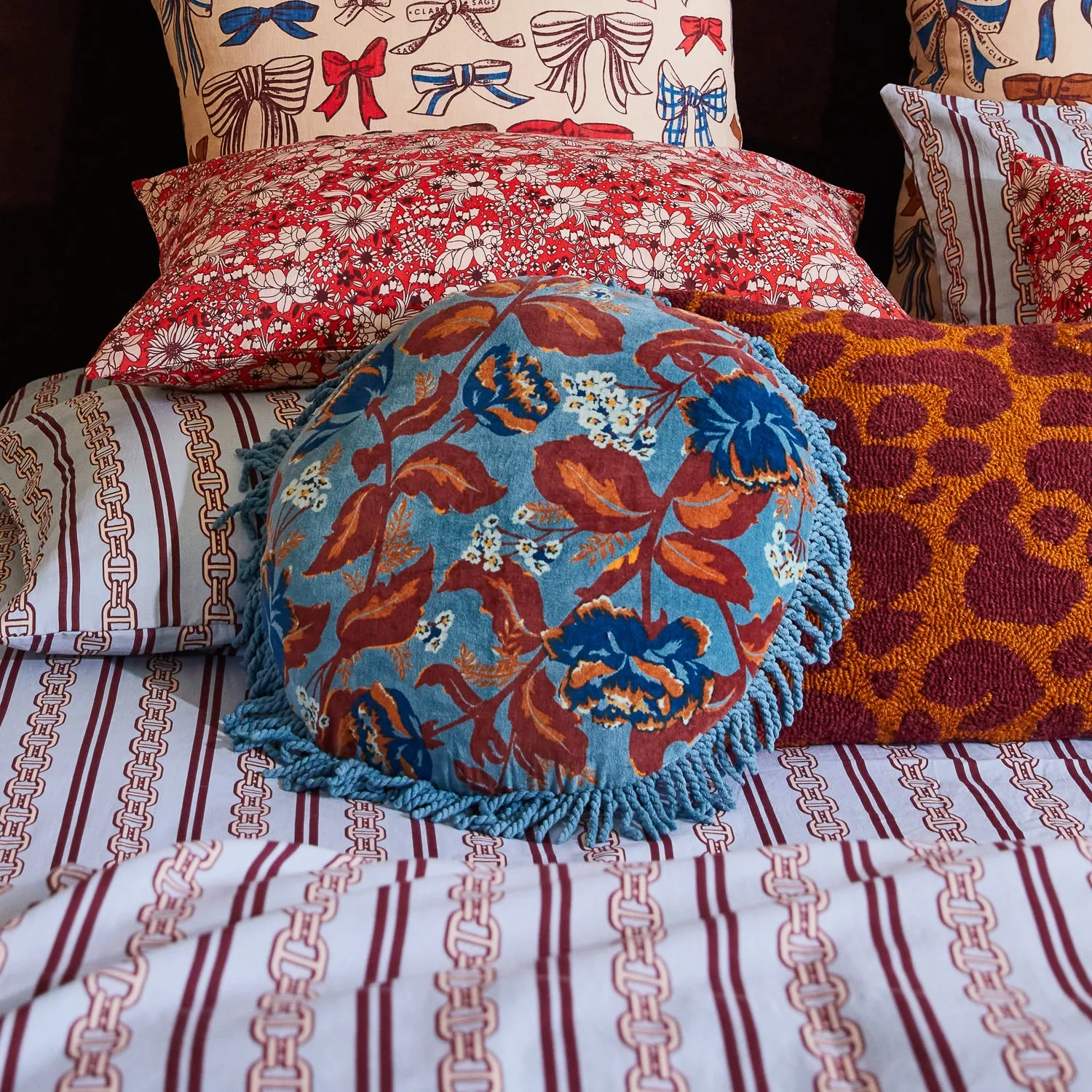 Sage x Clare | Margot Velvet Cushion | Celeste