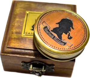 Sailor's Art Pocket Compass | Camping Travelling Equipment | Boat Brass Chain Compass with a Beautiful Quote| Nautical Navy Directional Compass | Table Top