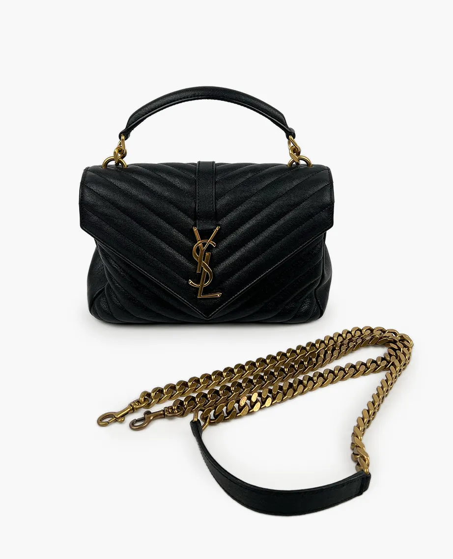 Saint Laurent College Medium Black GHW