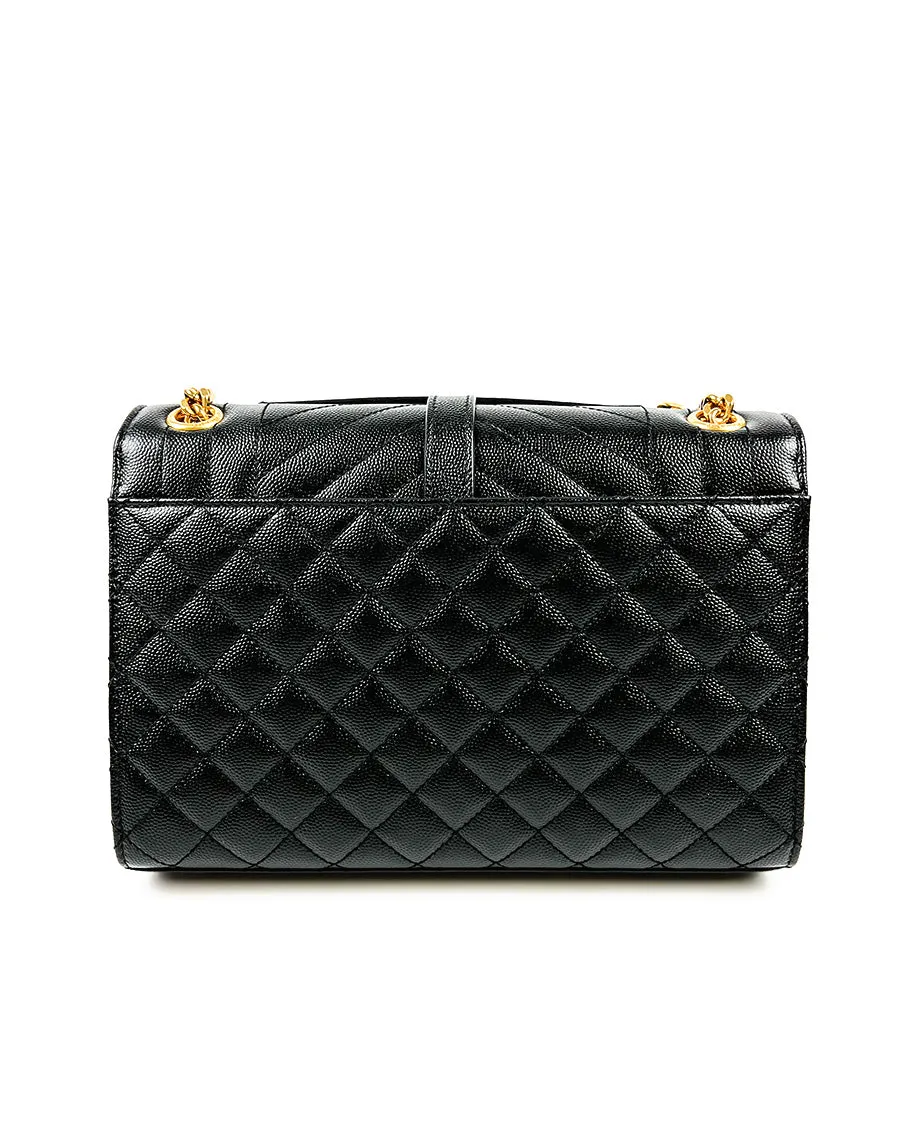 Saint Laurent Envelope Medium Black Caviar Bag GHW