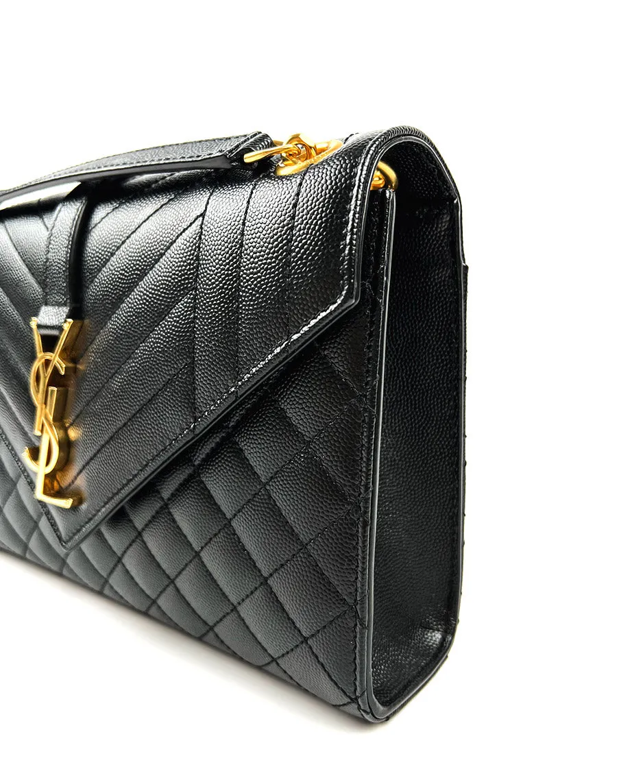Saint Laurent Envelope Medium Black Caviar Bag GHW