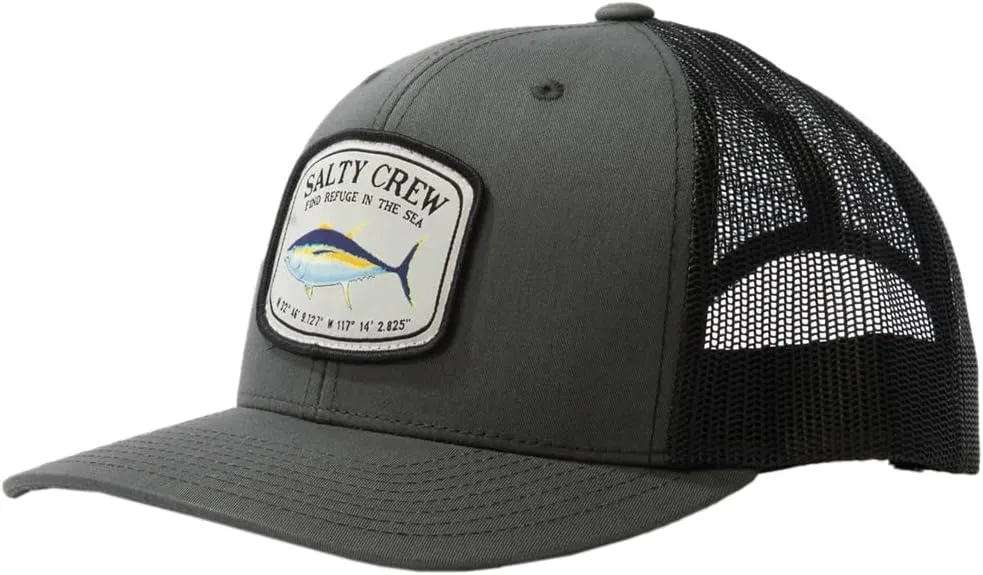 Salty Crew Men's Fish Logo Retro Trucker Hat - Unisex Adjustable Baseball Hat for Adults - Premium Cotton