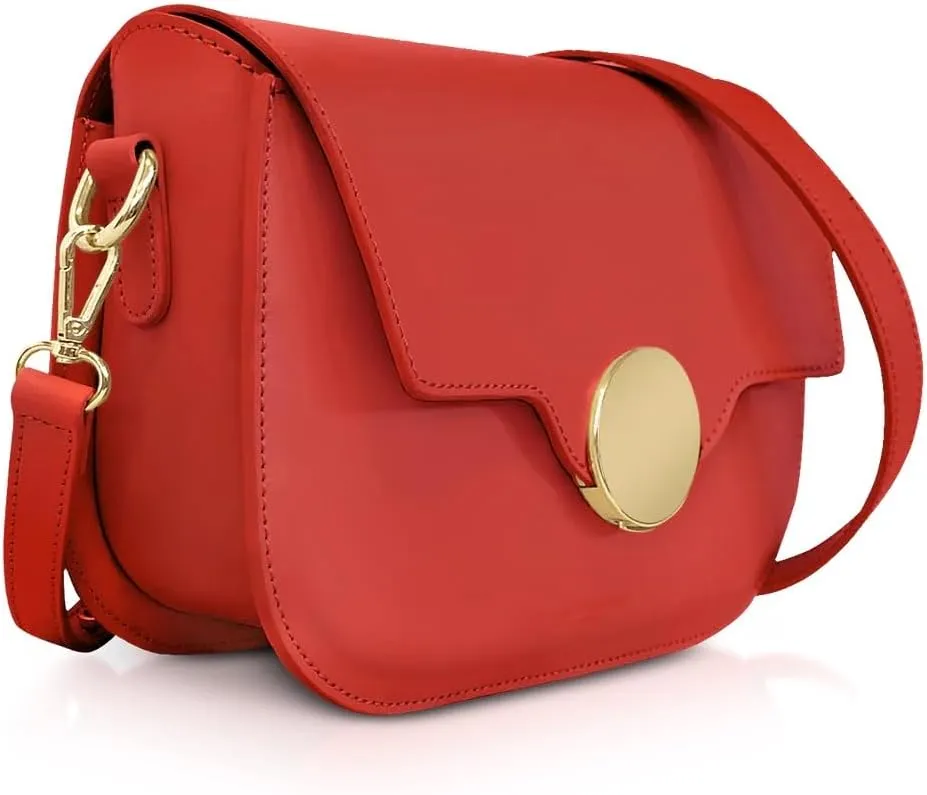 San Pedro Leather Shoulder Bag, 9.8 x 7.5 x 3.1 inches, Goldtone Hardware