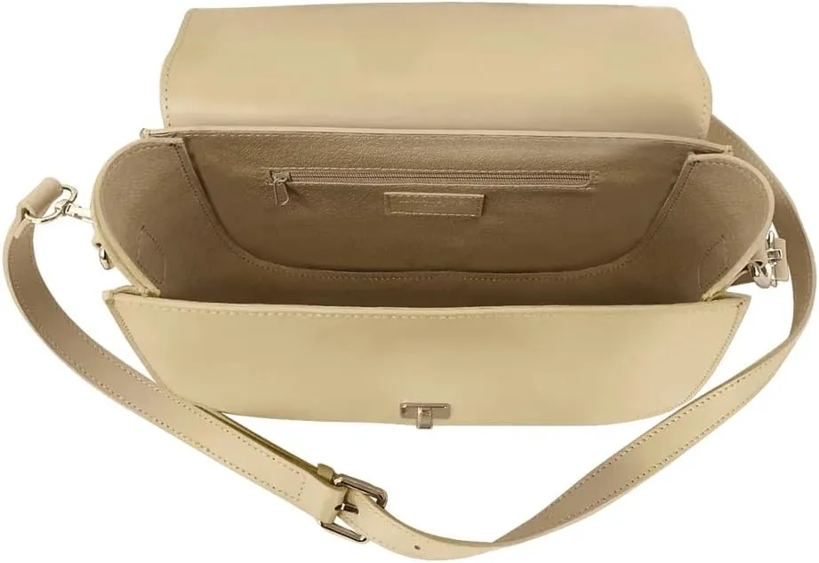 San Pedro Leather Shoulder Bag, 9.8 x 7.5 x 3.1 inches, Goldtone Hardware