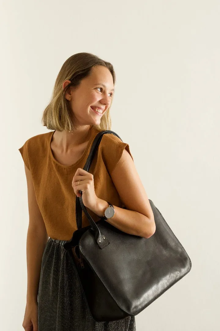 Sandra Leather Business Bag - Black