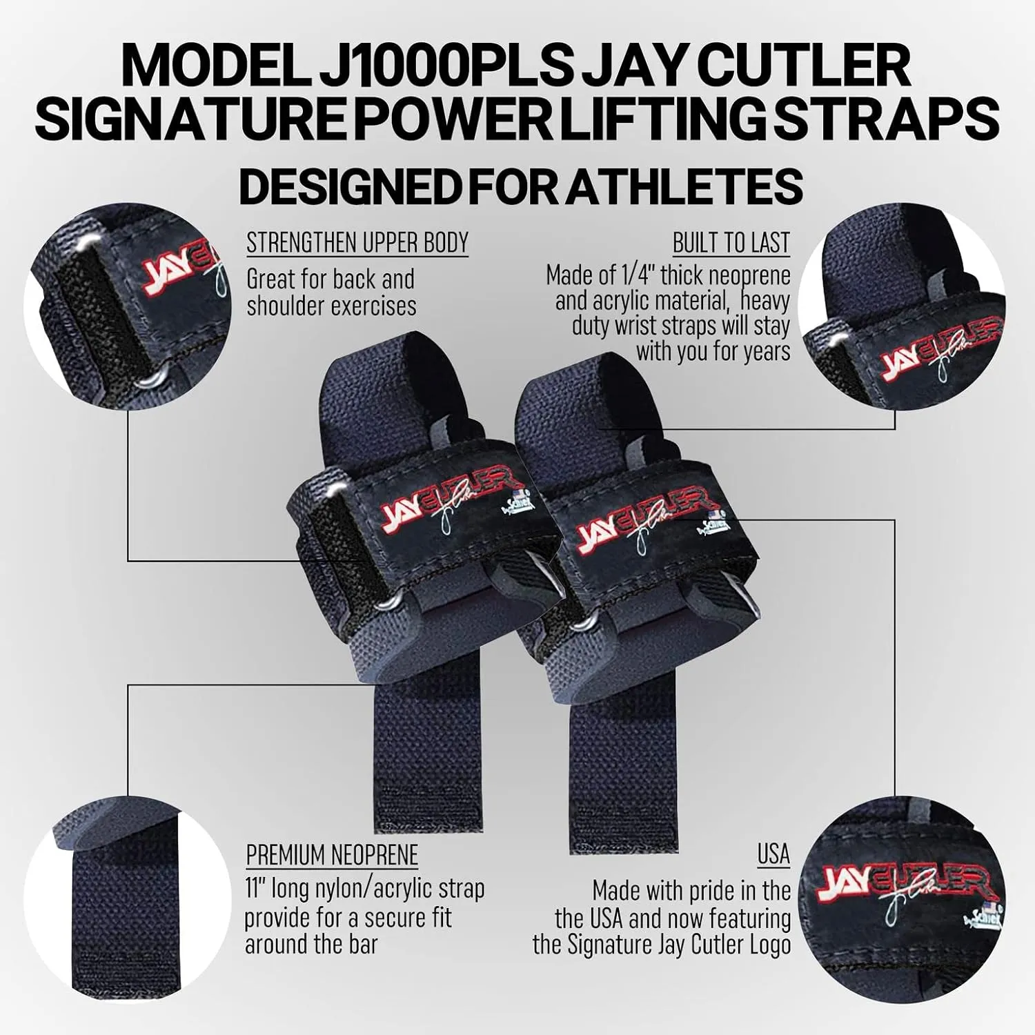 Schiek Sports Model J1000PLS Jay Cutler Signature Power Lifting Wrist Straps