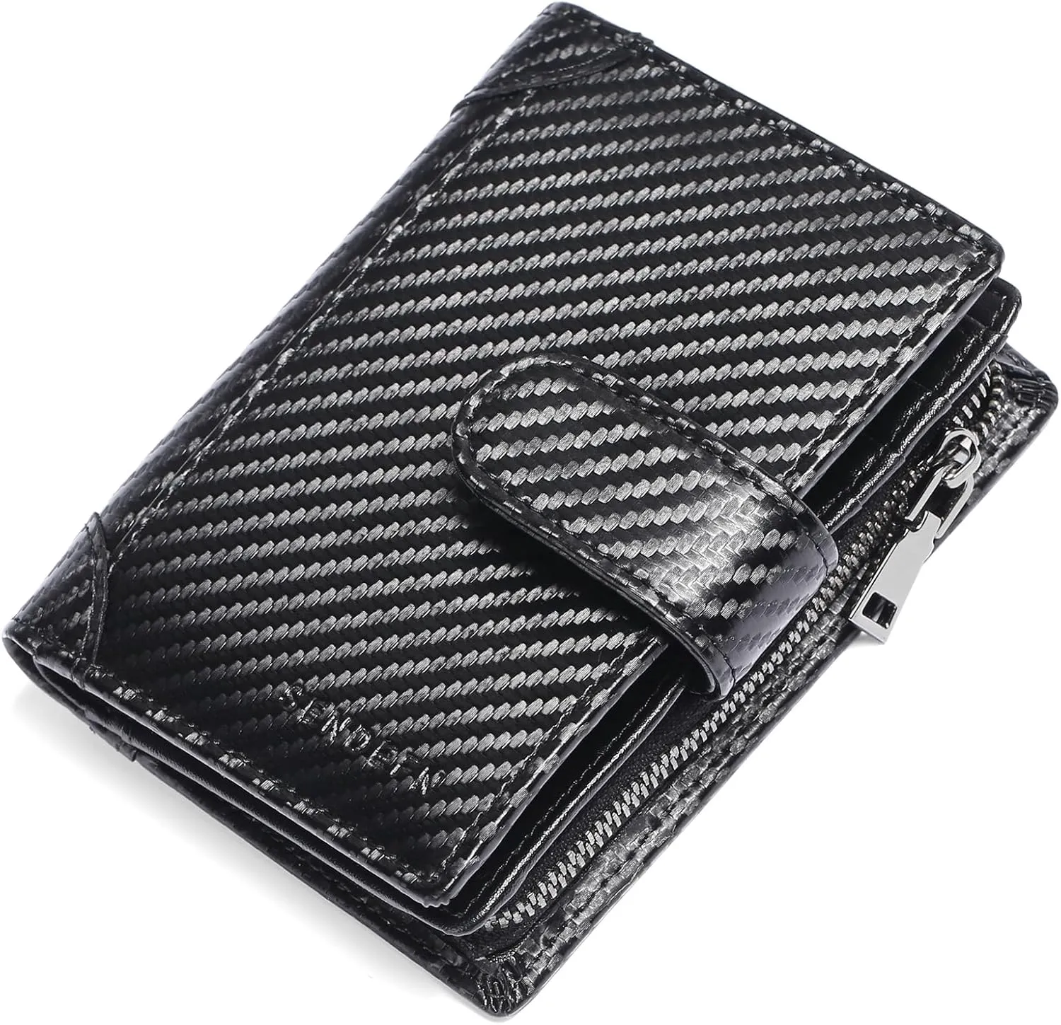 SENDEFN Men's Wallet Genuine Leather Wallets for Men RFID Blocking Card Holder with Zipper Coin Purse