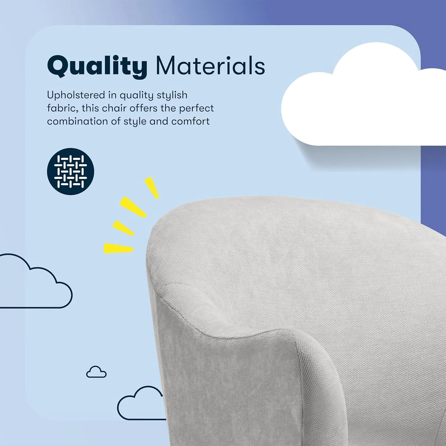 Serta Mia Modern Office Chair, Low-Back Barrel Design, Pocket Coil Seat Cushion, Mid-Century Accent Armchair, Women’s Vanity or MakeupChair, Swivel Chrome Metal Base, Light Gray Velvet Fabric