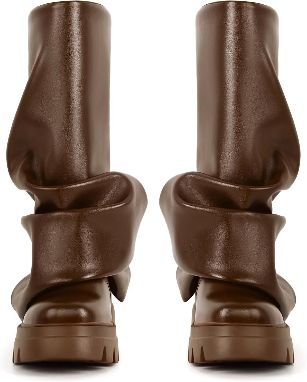 sexytag Women's Metallic Boots Slouchy Foldover Platform Round Toe Western Pull-On Fashion Boots