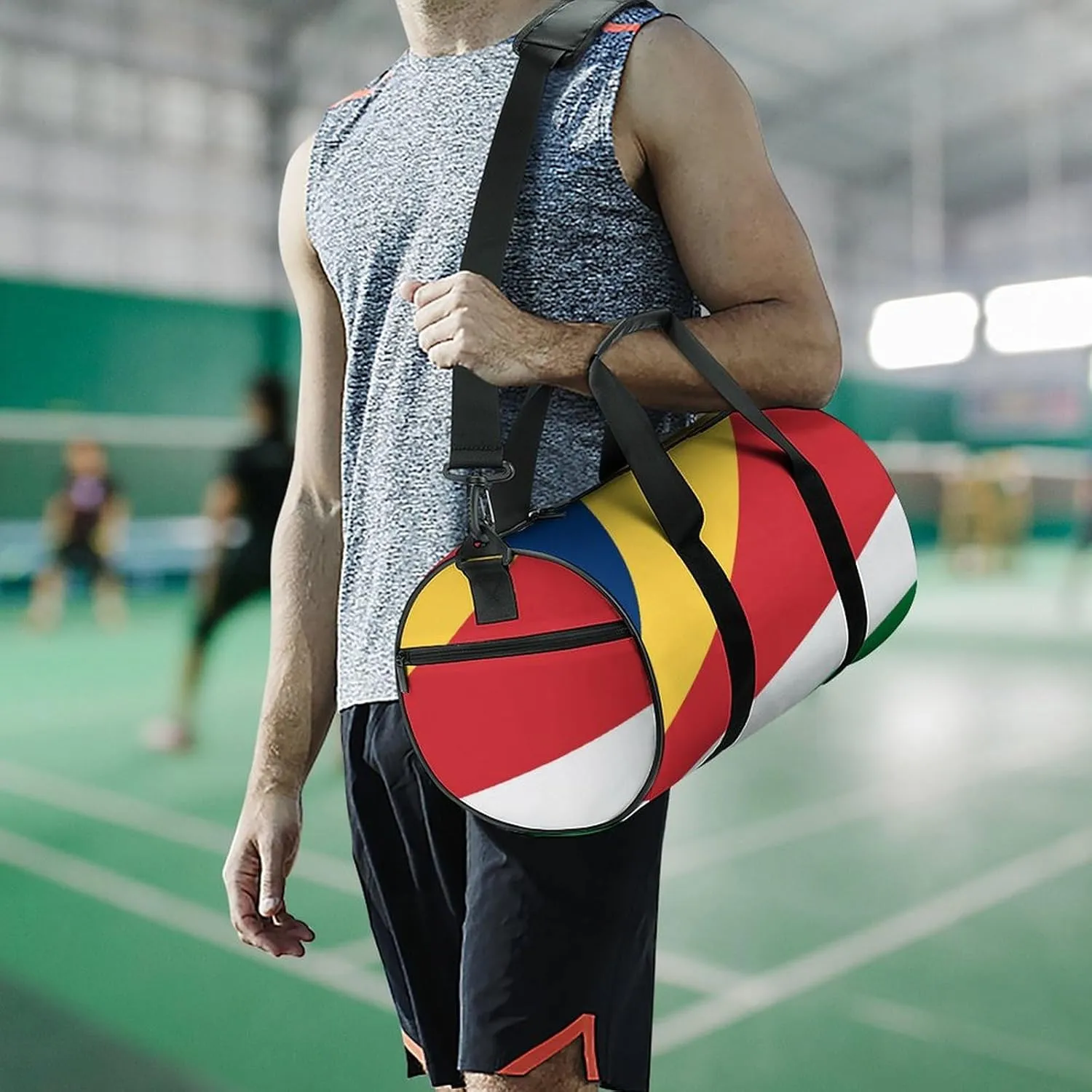 Seychelles Flag Sports Duffel Bag for Boys Girls Dry Wet Separation Overnight Gym Bag