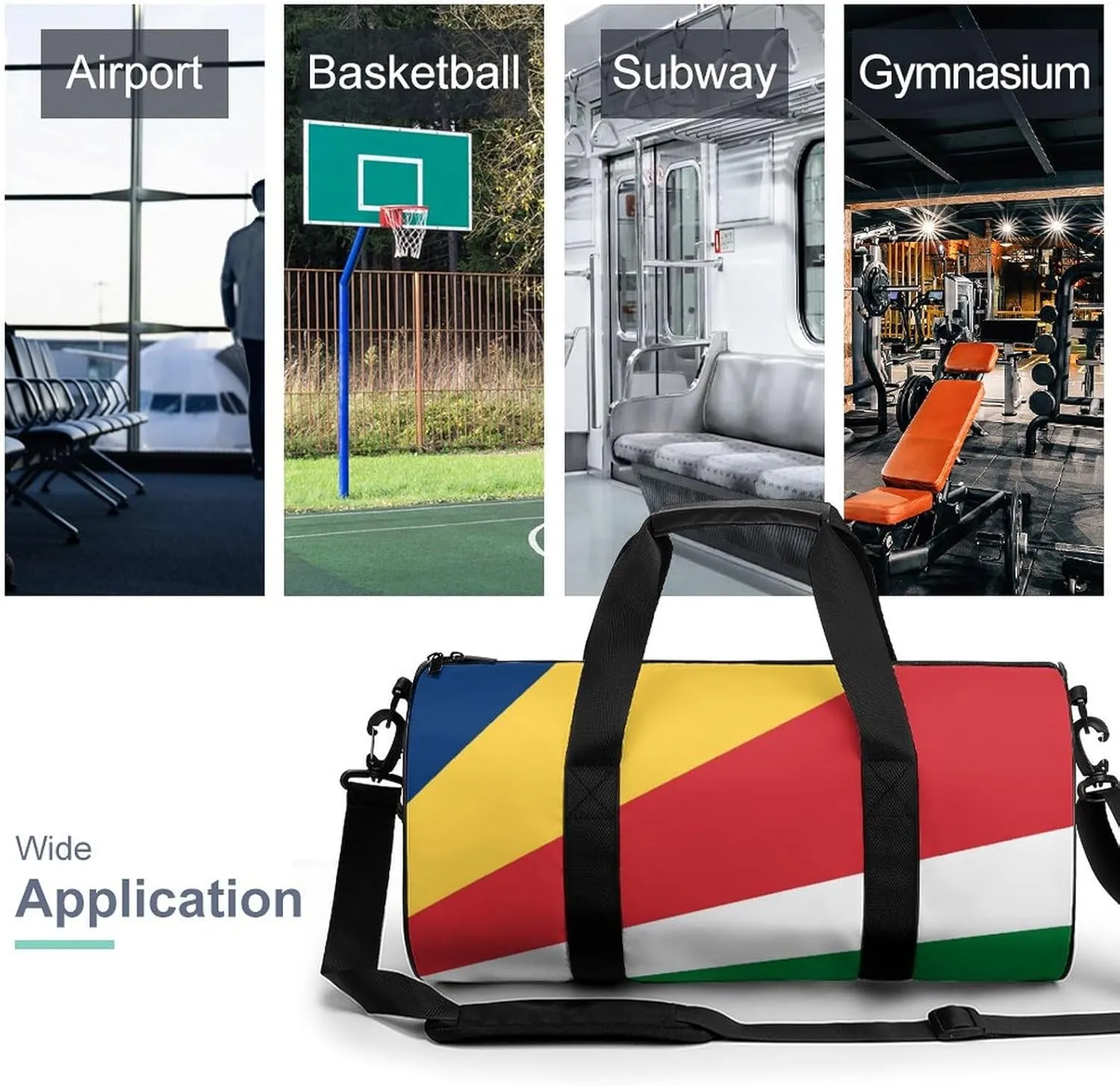 Seychelles Flag Sports Duffel Bag for Boys Girls Dry Wet Separation Overnight Gym Bag