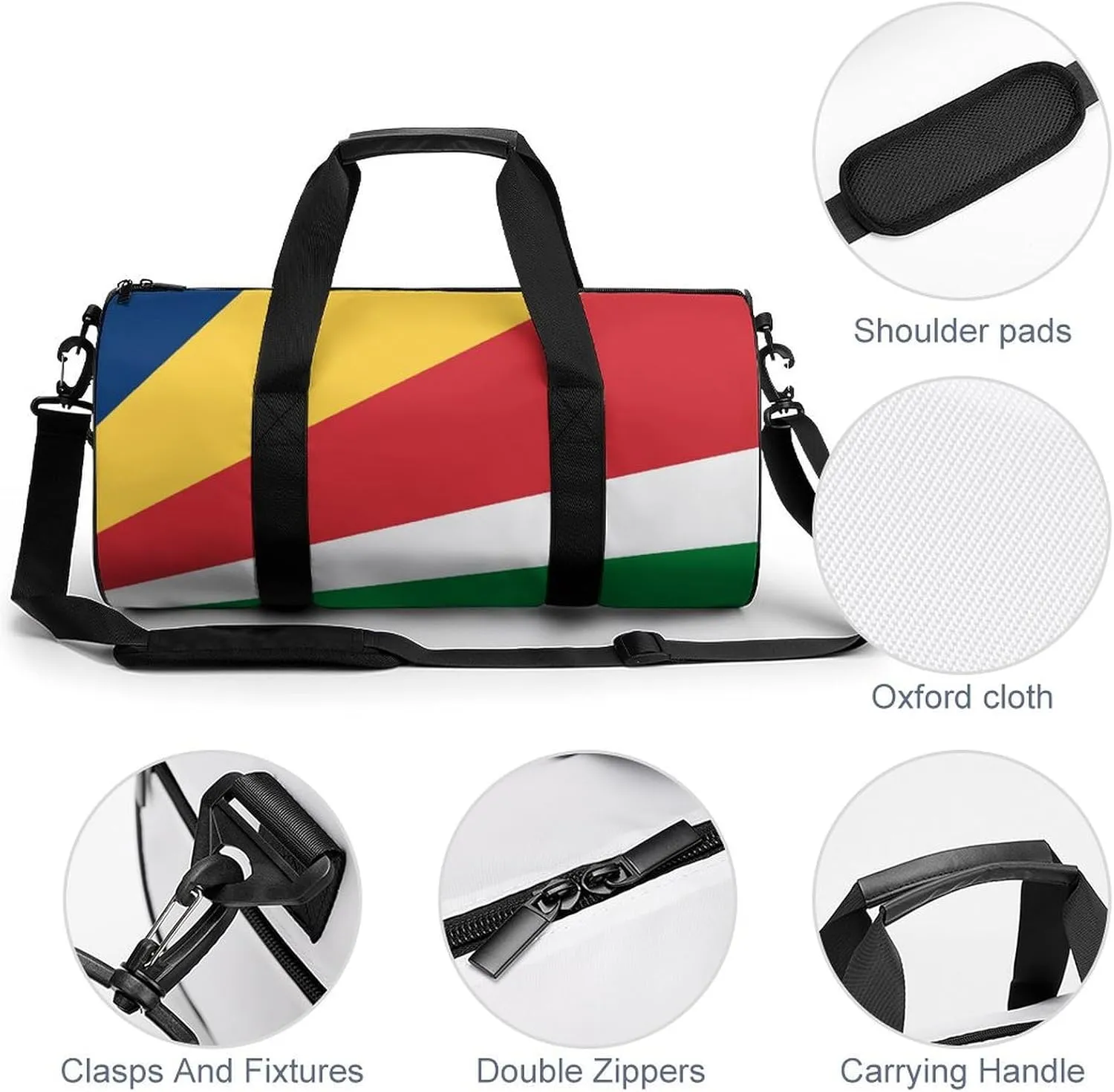 Seychelles Flag Sports Duffel Bag for Boys Girls Dry Wet Separation Overnight Gym Bag