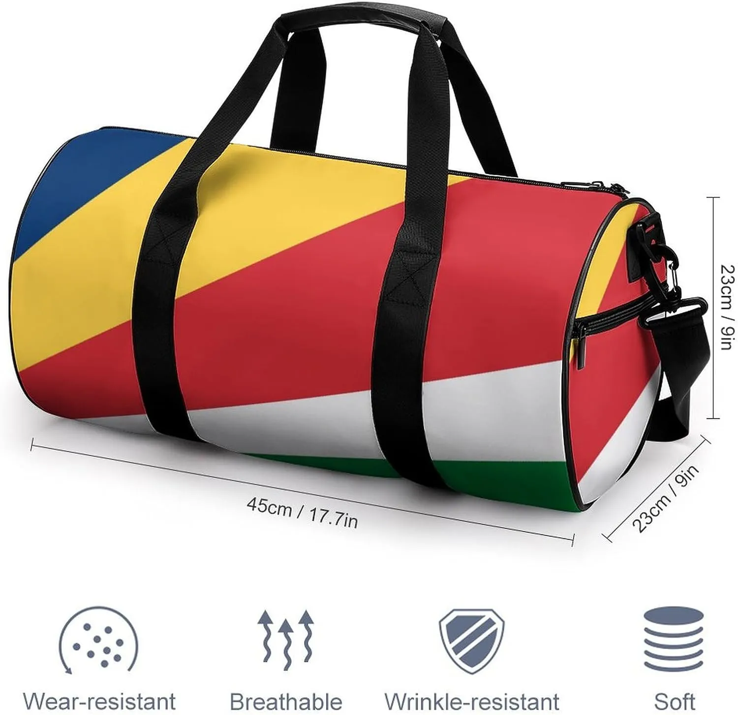 Seychelles Flag Sports Duffel Bag for Boys Girls Dry Wet Separation Overnight Gym Bag