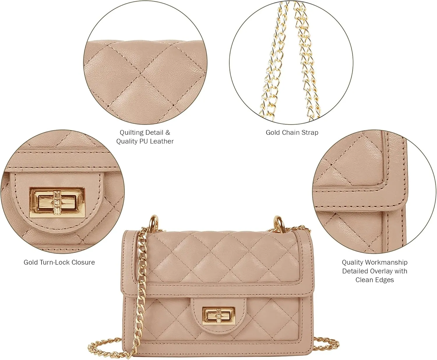 SG SUGU Small Quilted Crossbody Bag, Trendy Designer Mini Shoulder Bag, Phone Wallet Purse for Women