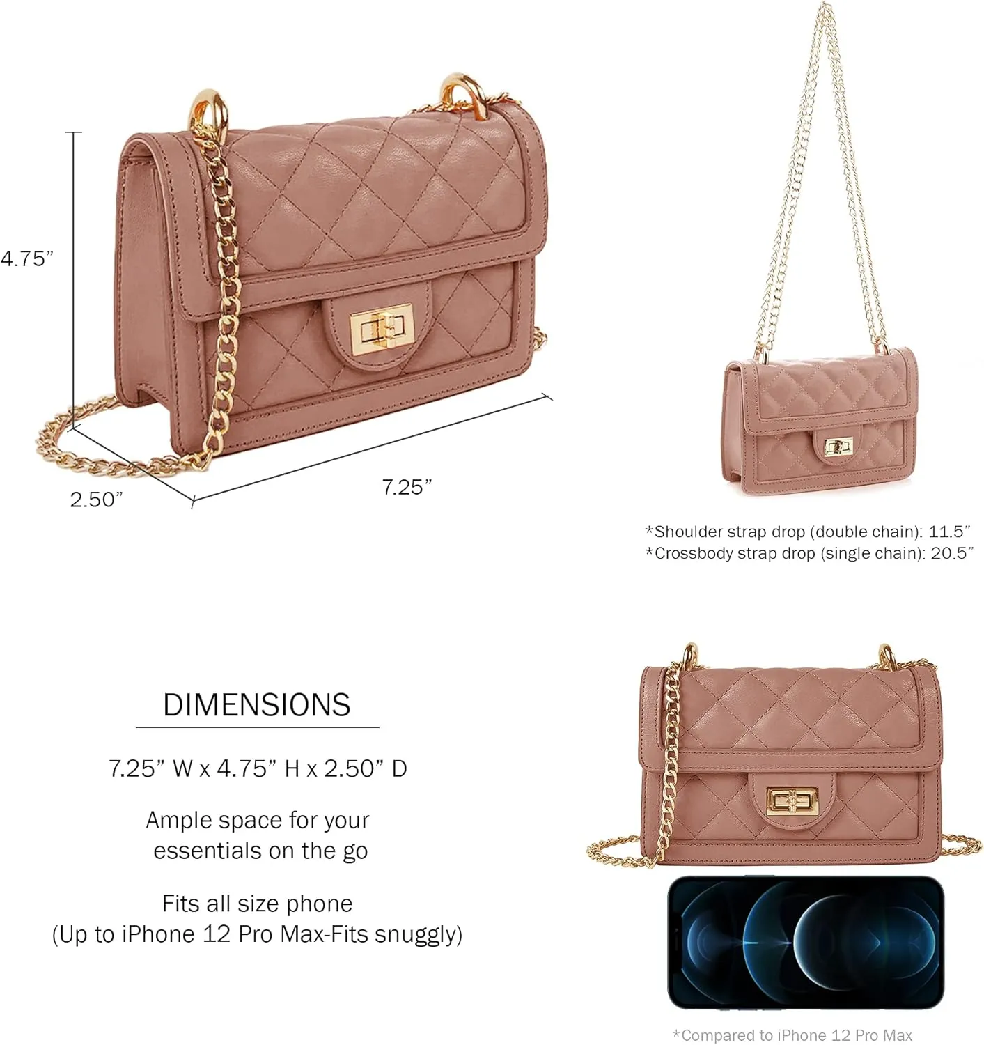 SG SUGU Small Quilted Crossbody Bag, Trendy Designer Mini Shoulder Bag, Phone Wallet Purse for Women