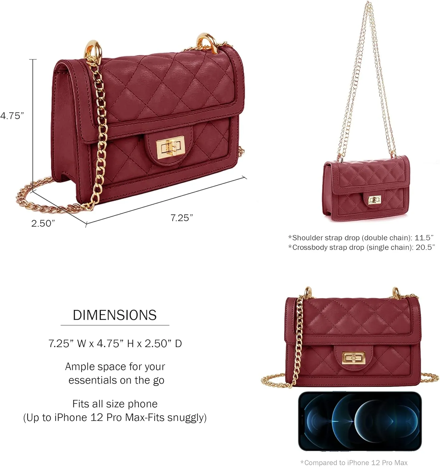 SG SUGU Small Quilted Crossbody Bag, Trendy Designer Mini Shoulder Bag, Phone Wallet Purse for Women
