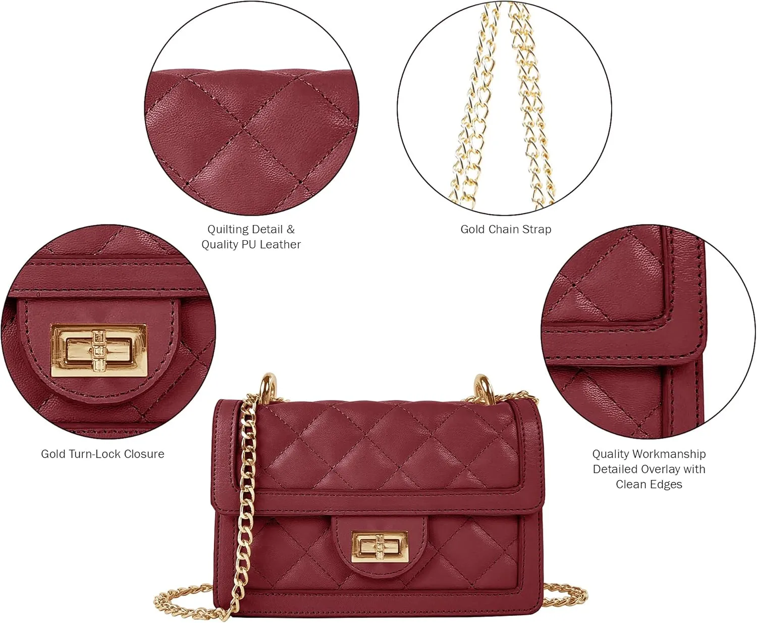 SG SUGU Small Quilted Crossbody Bag, Trendy Designer Mini Shoulder Bag, Phone Wallet Purse for Women