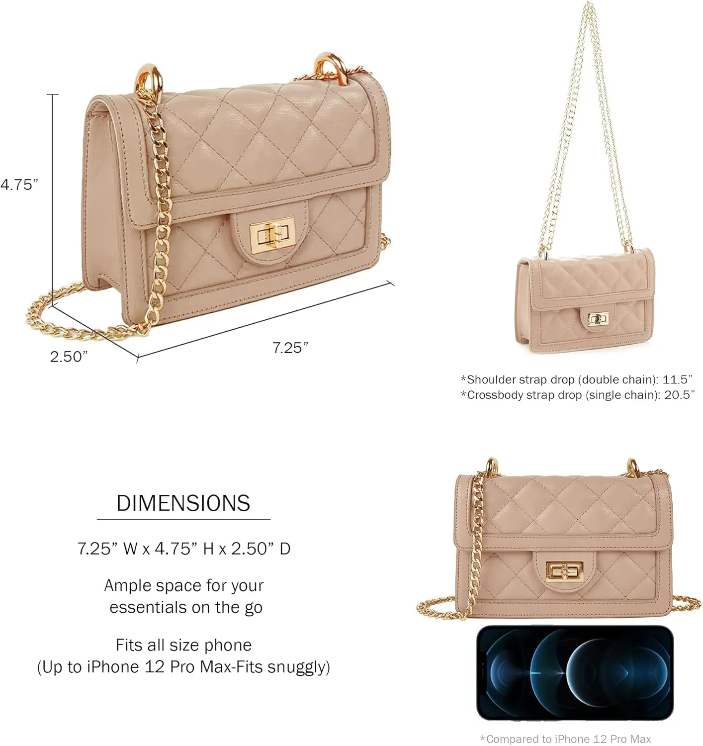 SG SUGU Small Quilted Crossbody Bag, Trendy Designer Mini Shoulder Bag, Phone Wallet Purse for Women