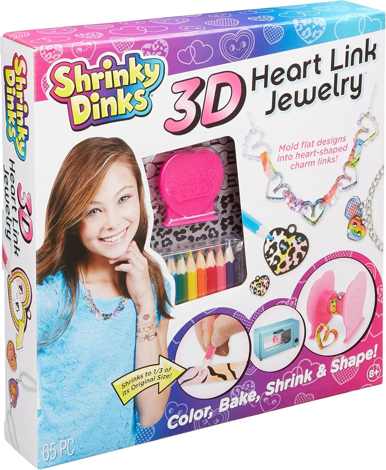 Shrinky Dinks 3D Heart Link Jewelry Kit Kids Art and Craft Activity