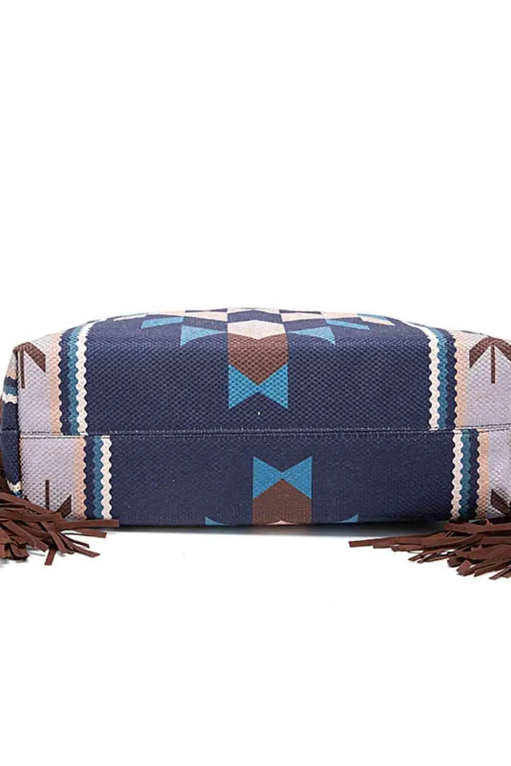 Side Tassel Adorn Geometric Canvas Tote Bag