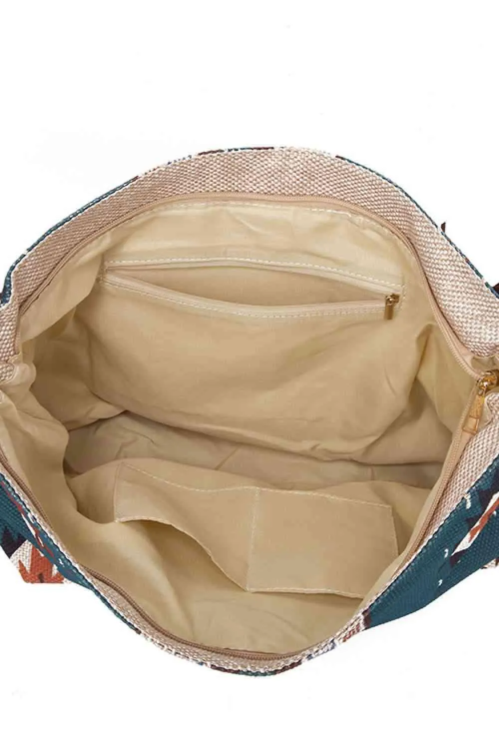 Side Tassel Adorn Geometric Canvas Tote Bag